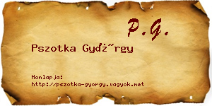 Pszotka György névjegykártya